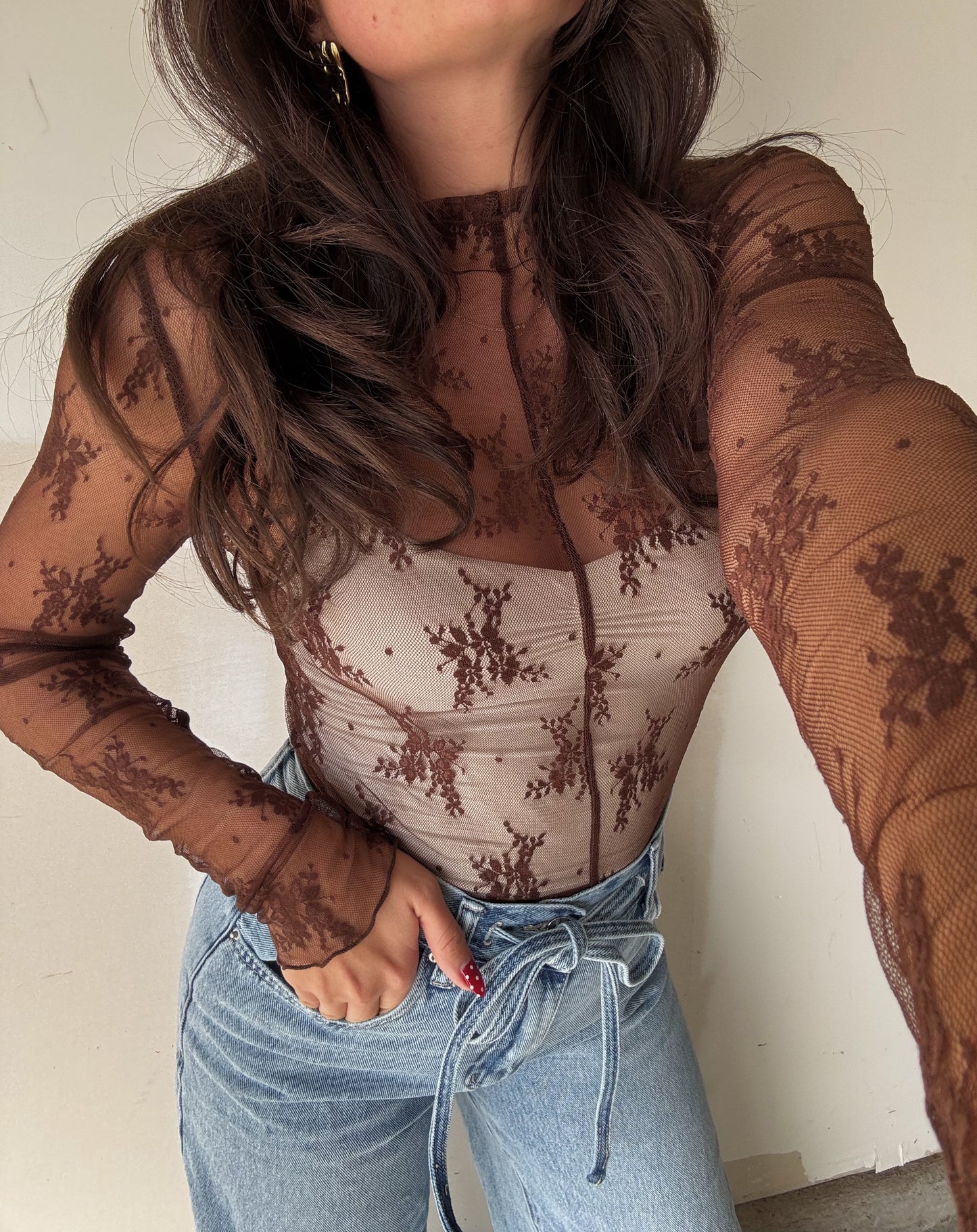 Honey Brown Lace Top