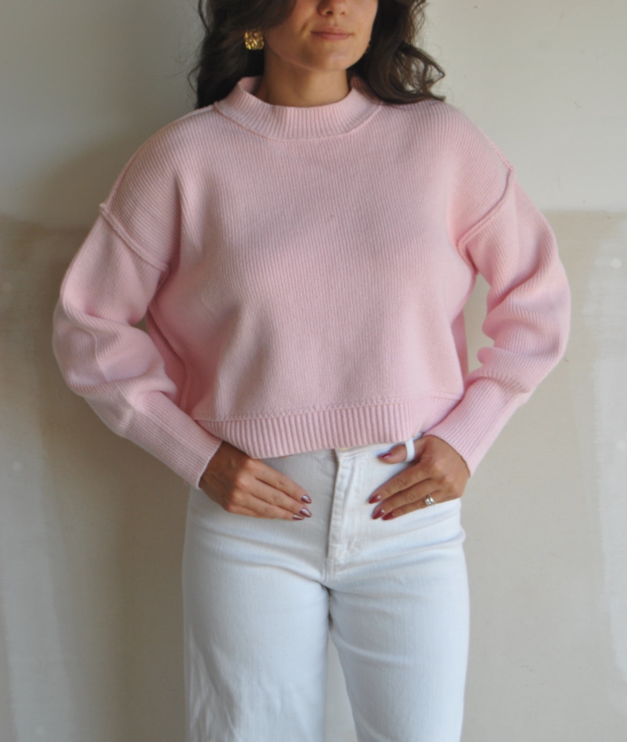 Polly Pink Cropped Sweater