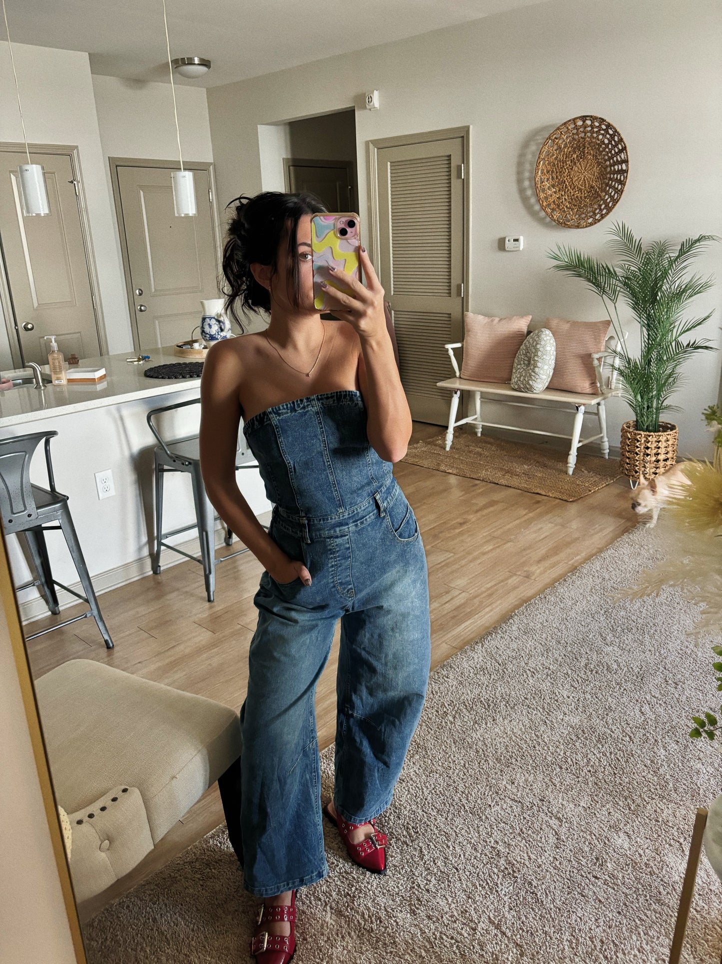 Lena Denim Barrel Leg Jumpsuit