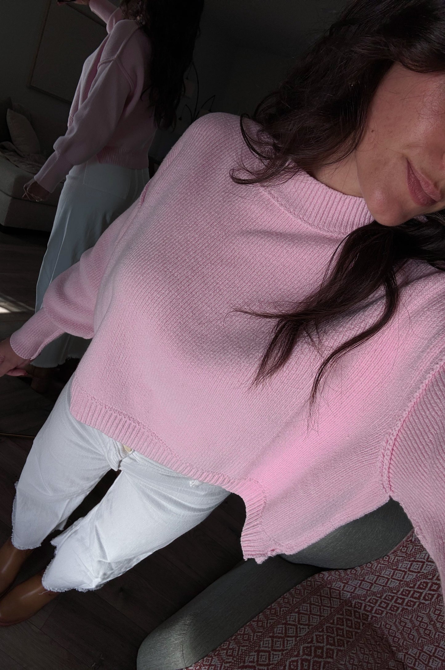 Polly Pink Cropped Sweater